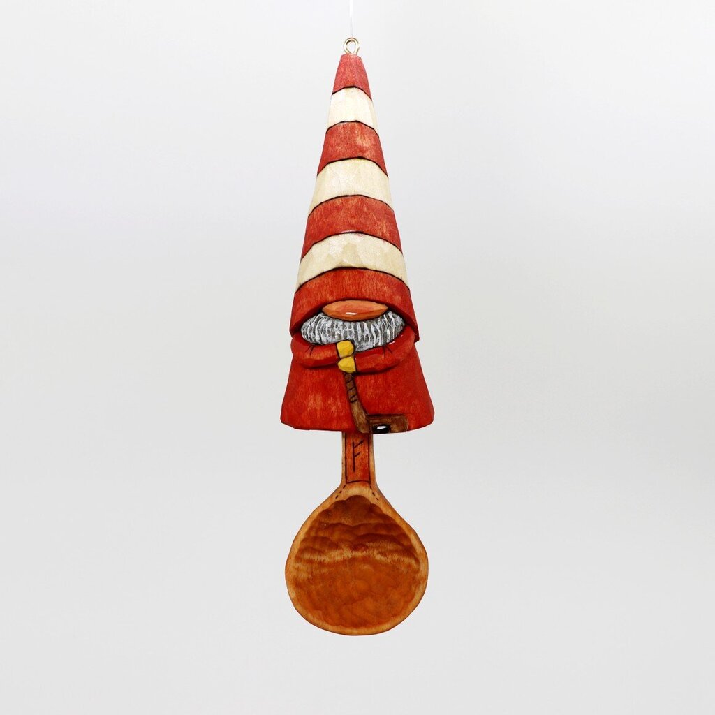 Gnome Spoon Ornament with Hockey Stick by Bruce Futterer