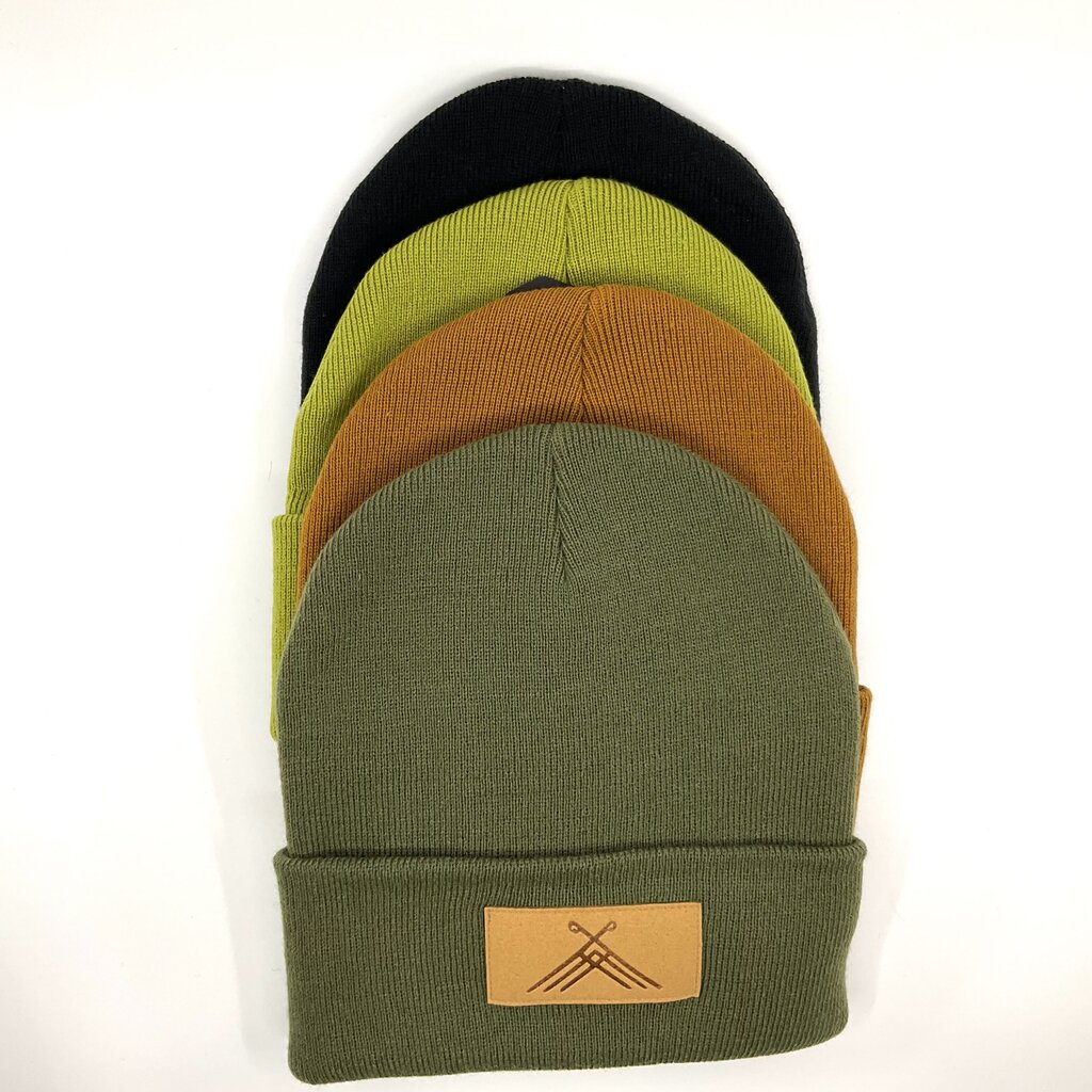 Knit Cap w/Faux Leather Logo