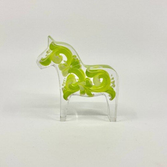 Small Green Acrylic Dala Horse by Tara Austin