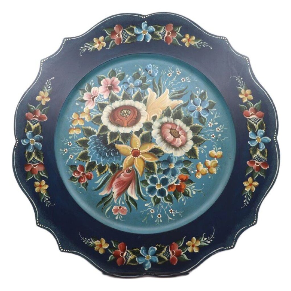 18" Valdres Rosemal Plate by Mary Schliep