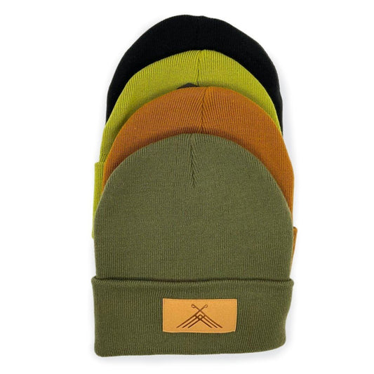 Knit Cap w/Faux Leather Logo