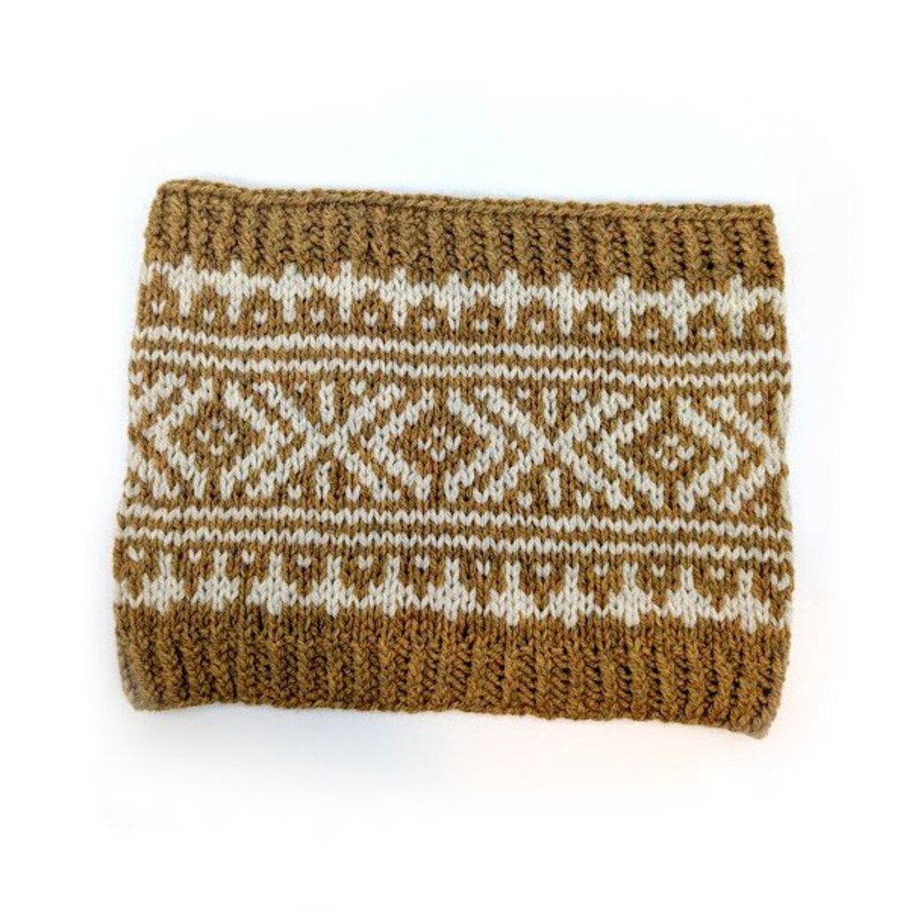 Cascade Cowl in Mustard/White by Liz O'Brien