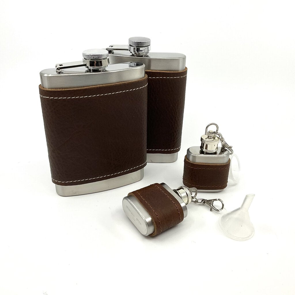 Leather Wrapped Flasks by Candace LaCosse