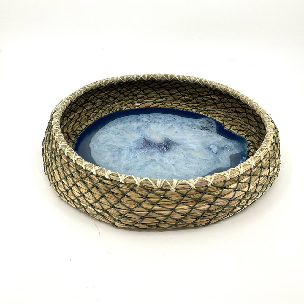 Sweetgrass Rim Basket w/Agate, Iris & Daylily by Paula Sundet Wolf