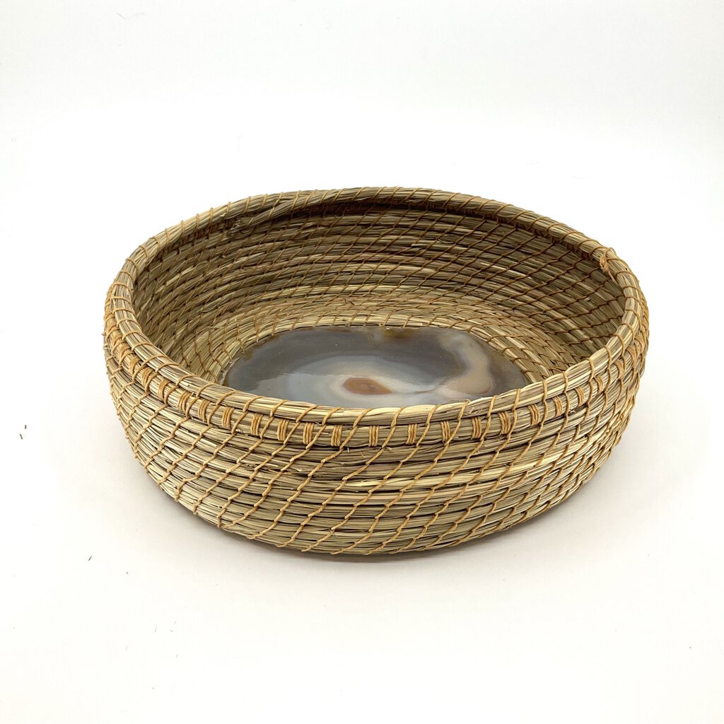 Sweetgrass Basket w/Agate #15 by Paula Sundet Wolf