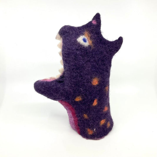 Felted Purple Monster Hand Puppet by Elise Kyllo
