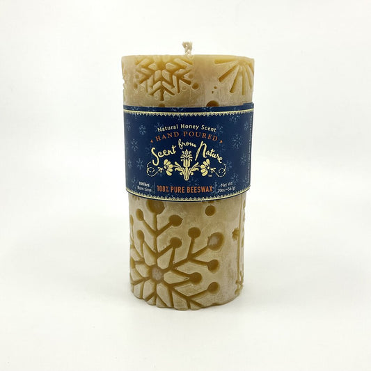 Snowflake Pillar Beeswax Candle